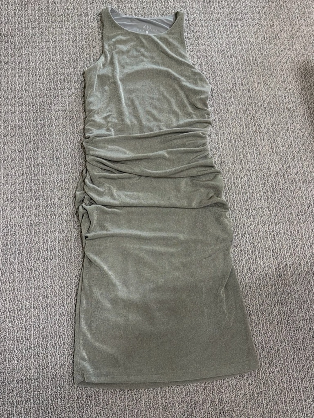 Klassy Network Olive Ruched Tank Mini Dress
